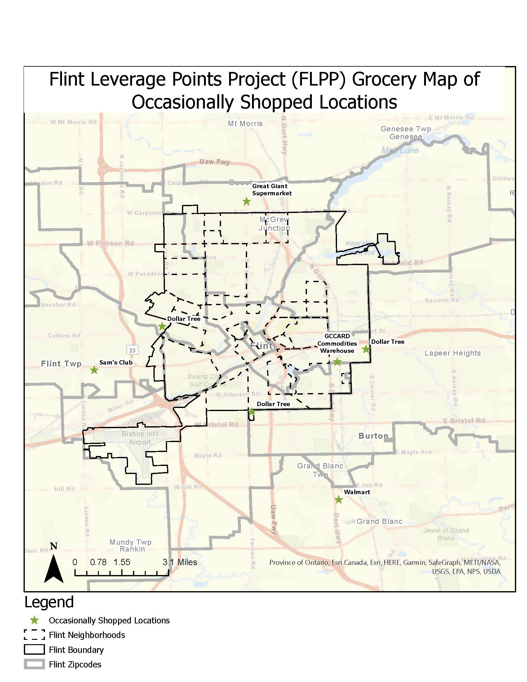 Occasionally shopped locations grocery map